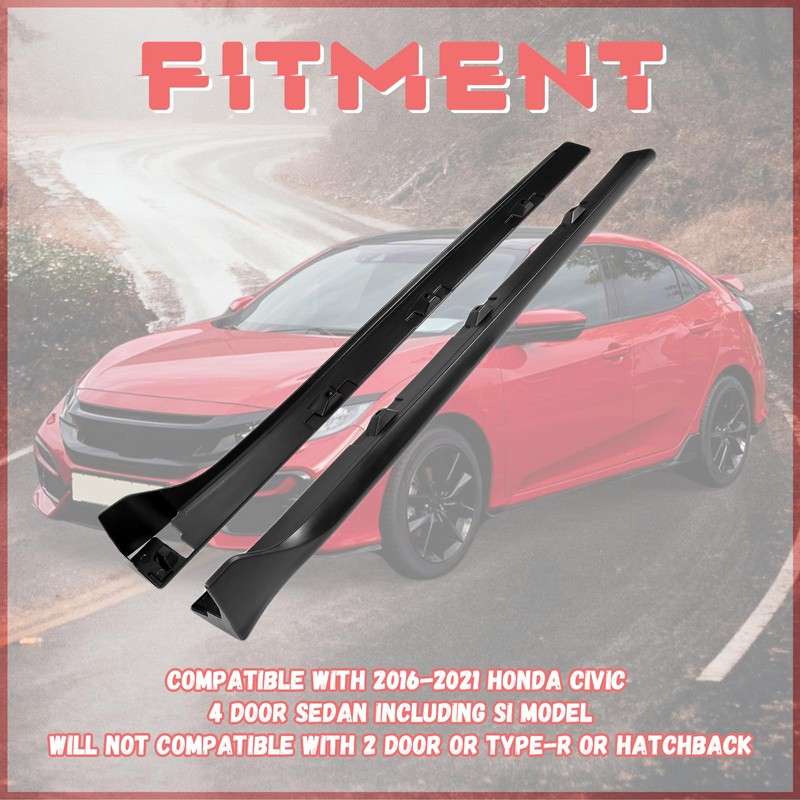 HECASA Side Skirt Body Kit Replacement Compatible with 2016-2021 Honda