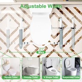 ZOLIQUEX Foldable Toilet Safety Rail for Seniors, Toilet Safety Frame Height Adjustable, Heavy Duty Bathroom Assist Rail with Anti-Slip Armrests, Bathroom Safety for Elderly and Disabled(350LBS)