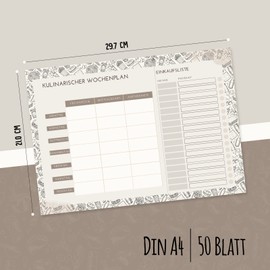 Clever Gadgets Weekly Planner Pad A4 (50 Sheets) | Food Planner + Shopping Planner | No Fixed Date | Menu Planner | with Practical Shopping List | Desk Pad | Printed in D