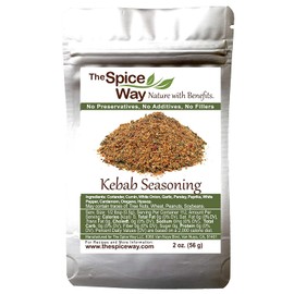 The Spice Way Kebab Seasonings - Meat and Poultry Spice Blend No Additives, No Preservatives, No Fillers. For BBQ Grilling or Baskets (Kabob).(2 oz resealable bag)