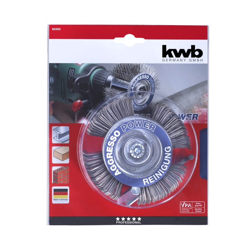 KWB AGRESSO Power Cleaning Brush for Drill, Curved Shape, 110MM