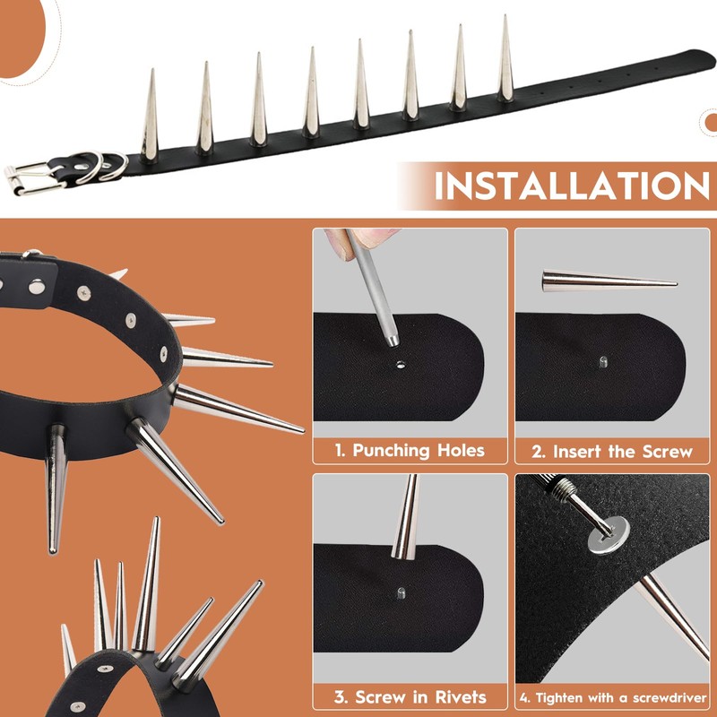 30pcs Spikes Nieten, 38*7 mm/54*9 mm Punk Rock Bullet Rivets,