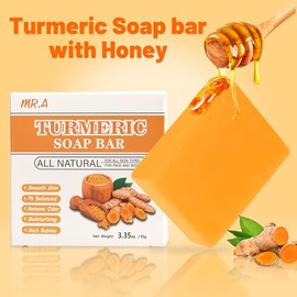 MR.A- 3 paquetes de barra de jabón de cúrcuma, jabón de cúrcuma orgánico para rostro y cuerpo, barra de jabón de cúrcuma y limón con vitamina