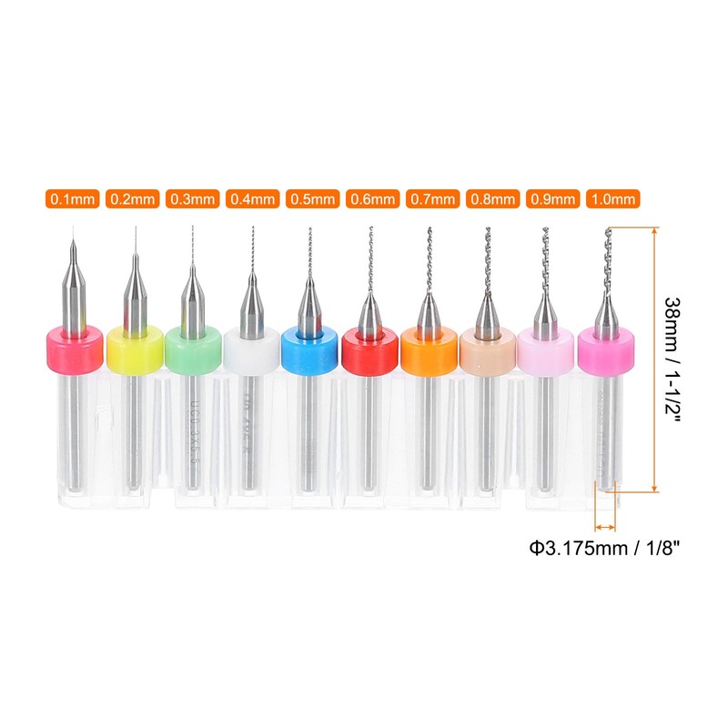 sourcing map 6 Set (60pcs) PCB Drill Bit Set 1/8"