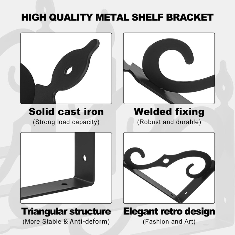 Logei Pack of 4 Metal Shelf Brackets with Screws Wall
