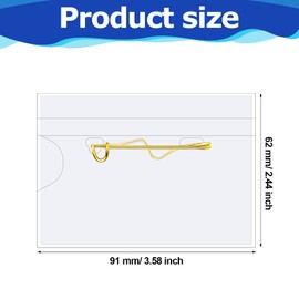 Eaasty 200 Pcs Name Tags with Pins ID Clear Plastic Badge Holder Pin Style Name Badge Holders with Inserts ID Card Plastic Badge Sleeve, 2.44 x 3.58 Inch(Gold Clip)