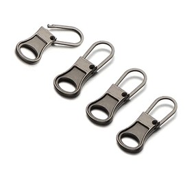 Mizeer Pequeños tiradores de cierre para ropa, perfectos para cremalleras de agujeros pequeños, cierre de cierre desmontable de repuesto para ropa, chaquetas, botas, bolsos, 4 unidades, color negro pistola