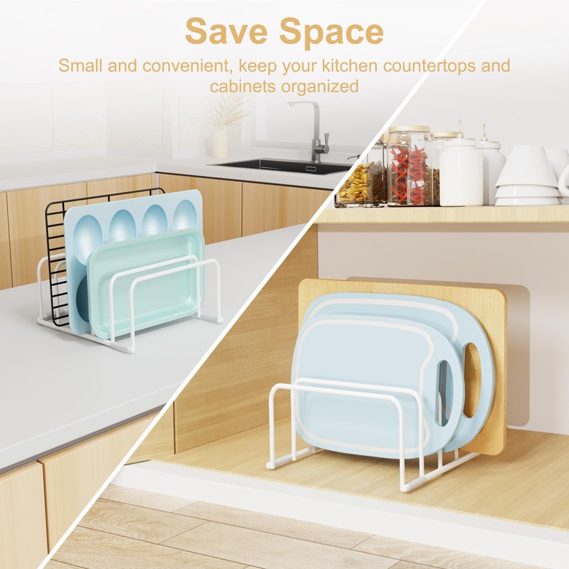 Fikoksol Cutting Board Organizer and Baking Sheet Rack, [2-Pack] White