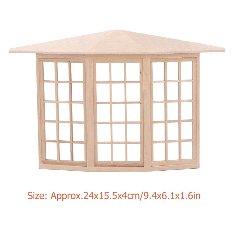 1/12 Dollhouse Bay Window Exquisite Miniature Wooden 45 Degree Corner
