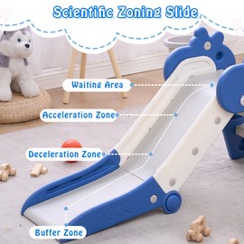 GITAWUSA Toddler Slide Foldable Slide for Toddlers Slide for Kids Indoor Slide Baby Slide Plastic Slide Play Slide with Basketball Hoop and Ball