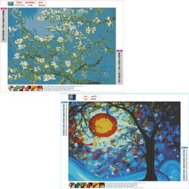 LEADINTOP Diamond Art, Set of 4, Famous Paintings, 15.7 x 11.8 inches (40 x 30 cm), Mosaic Art, Fully Pasted, Diamond Painting, Diamond Beads, Popular, Bead Art, Cute, Stylish, Adults, Children, DIY, Handmade, Craft Kit, Present, Art, Decoration
