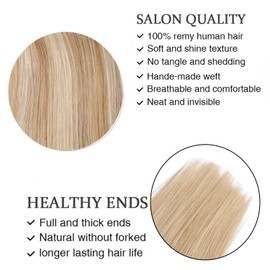 ORIGEN Clip in Hair Extensions Real Human Hair Remy Hair Extensions for Women Full Head Light Blonde Highlights Golden Blonde 120g 7 Pcs 16 Inches
