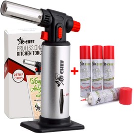 Jo Chef RX Butane Torch Lighter, Cooking Torch - Refillable Adjustable Flame Lighter with Safety Lock for BBQ, Baking, Brulee Creme, DIY, Crafts and Soldering