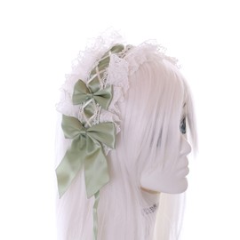 C-05-3 Light Green Maid Lolita Headband with Bow Gothic Hair Accessories Headband