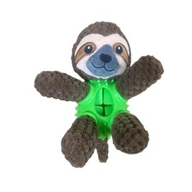 EcoFurball Eco Dog Toy - Plush Rubber Ball Squeaker Toy (Brown Sloth)