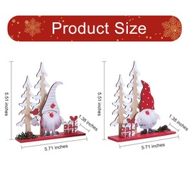 Skystuff Christmas Gnome Decorations for Table Decoration, Christmas Wooden Table Signs Wooden Christmas Table Centrepiece for Kid Santa Christmas Wooden Table Decoration