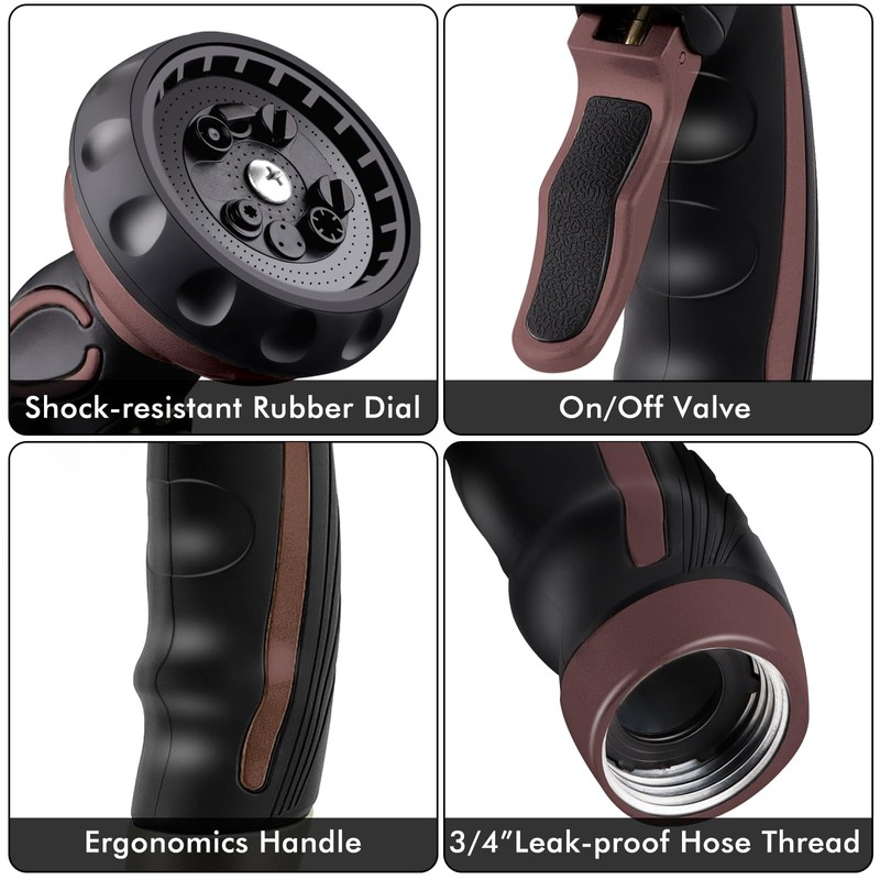 RESTMO Hose Nozzle with Easy Self-Lock Trigger, Heavy Duty Water