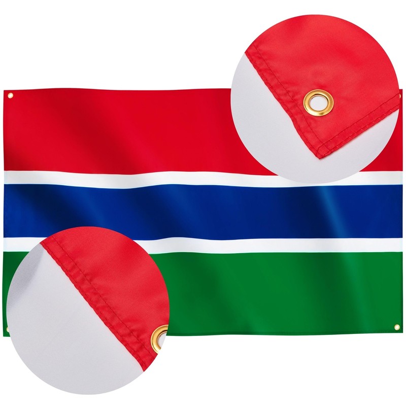 Runesol The Gambia Flag, 91x152cm, 3ft x 5ft, 4 Grommets,