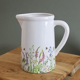 18cm White Meadow Bee Ceramic Decor Indoor Water Juice Jug Flowers Herbs Vase