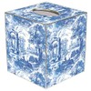 Marye-Kelley Blue Italian Toile Paper Mache Tissue Box Cover