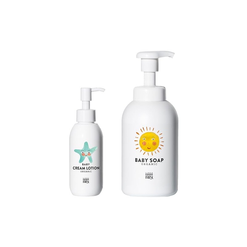 ママベビー クリームローション × ベビーソープ(泡タイプ全身用) セット『無添加/オーガニック/ギフト』(150mL ×400mL)