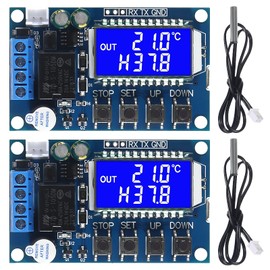MELIFE 2pcs XY-T01 Electronic Temperature Controller, DC 6-30V 24V Waterproof NTC Probe Digital Temperature Control Module -50°C to 100°C Digital Thermostat Temperature Control Switch Boards