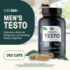 Mens Testo 360 Cápsulas Life360+ Fenogreco Maca L-arginina Sabor Sin