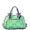 NGIL Quilted Weekender Duffel Tote Bag (Bloom Damask Mint Green)