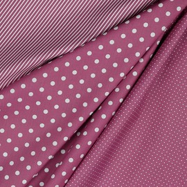 babrause® Cotton Fabric Stripes Berry Mauve Woven Fabric Sold by the Metre Poplin Oeko-Tex 150 cm Wide - From 0.5 Metres