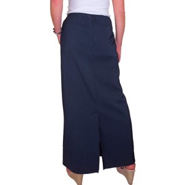 icecoolfashion Women's Elasticated Waist Maxi Skirt Ladies Smart Elegant Full Length Straight Skirt Navy Blue (18)