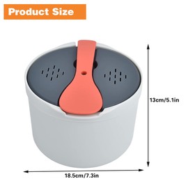 Microwave Rice Cooker Steamer, Microwave Pasta Cooker with Strainer, 2 L Microwave Cookware Set for Rice, Pasta, Vegetables, Quinoa, Oatmeal, Ramen Non stick (orange)