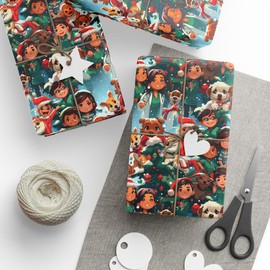 Vet Team Christmas Wrapping Paper Veterinary Staff Dog Cat Animal Lovers Exclusive Graphic Veterinarian Crew Tech Nurse Assistant Gift Wrap Present Gift Clinic Rescue Pet Lover (30" x 72")