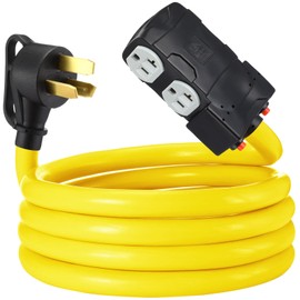 Lingvee 220 to 110 Adapter Compatible with NEMA 10-50P to 4X 5-20R/15R with 20 Amp Circuit Breaker, 220/250V Electrical Stove/Range/Oven Male Plug Gas 110/125V Power Convert Adapter (10 ft)