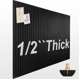 Large Cork Boards for Walls 48"x 36" - 1/2” Thick Bulletin Board, 12 Pack Felt Wall Tiles with Slat Wall Paneling, Pin Board Corkboards for Office - Black