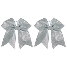 2 Pcs Large Glitter Cheer Hair Bows Cheerleader Hair Ties Sparkly Sequin Ponytail Holder Cheerleading Hair Scrunchies Sports Hair Accessories Blue