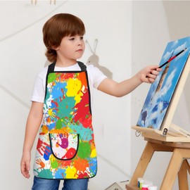 LECTNORE Kids Painting Apron Waterproof Painting Apron Long Sleeve for Kids Children's Art Smock with Pockets for Painting Cooking Eating（Height 80-100cm,without sleeves）