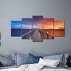 5PCS Frameless Canvas Painting Lakeside Sunset Pattern Wall Art Picture