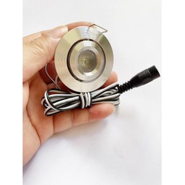 NA Recessed 2PCS DC12V 1W Mini LED Puck Light LED Under Cabinet Light ,led Ceiling Light,Downlight (inclue 1pcs Connector Wire) (Pure White)