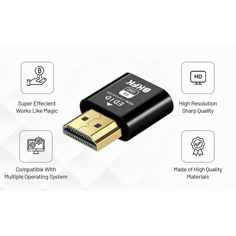 BKFK HDMI Dummy Plug 4K HDR,Virtual Monitor EDID Emulator, Headless