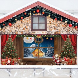 Christmas Garage Door Cover Decorations Banner Backdrop,Holiday Winter Garage Door Cover Banner,Window Xmas Tree Gifts Merry Christmas 2 Car Garage Door Banner Xmas Outdoor Holiday Decorations 7x16ft