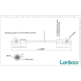 LORADAR 4mm Thick（5/32"） 7FT,15FT,30FT Braided Steel Coated Thin Security Cable Anti-Lost Steel Cable Luggage Lock Safety Cable Wire Double Loop (30FT)