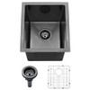 13x15 Undermount Bar Sink, Swift Horse 13 Inch 16-Gauge Black
