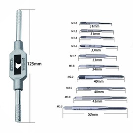 SeonFook 11 Pcs M1-m3.5 Tap Set with Tap Handle Tap Die Set Connecting Tap Handle Set Tap Drill Set Reverse Tap Set Tap Wrench for Hand Tapping Tapping Work Drilling, Thread Correction