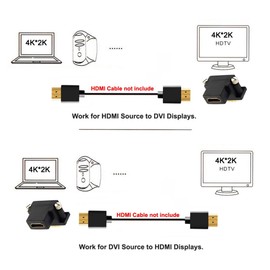 chenyang HDMI to DVI Converter,DVI (24+1) Male to HDMI Female 90 Degree UP Angled Gold Plating Bidirectional Adapter for TV, Monitor, Computer