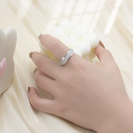 Initial Fidget Spinner Anxiety Ring for Women Fidget Ring Women Men Keep Going Mens Ring Spinning Ring Silver Rainbow Black Figit Ring Stainless Steel Size 6 7 8 9 10, 9, Metal, No Gemstone