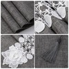 SANLEHAUSE Table Runner Gray 40 x 220 cm Linen,Embroidered Tassel