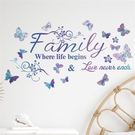 Family Sticker English Slogan Butterfly Wall Sticker Bedroom Living Room Entrance Decor Removable Wallpaper Stylish DIY Room Decor