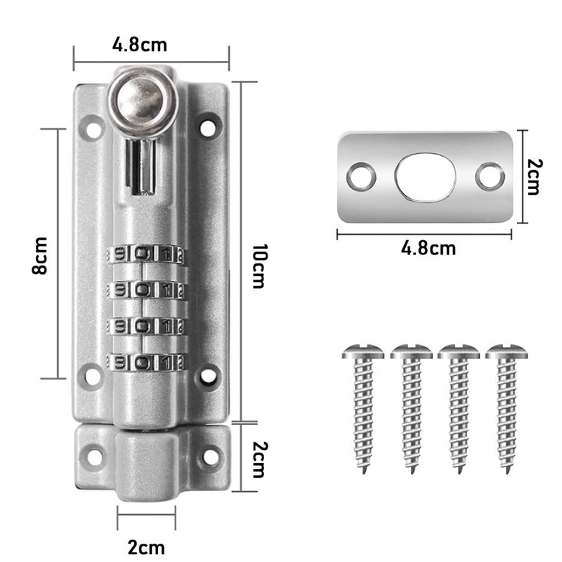STCRERAG Combination Lock 304 Stainless Steel Sliding Lock Door Bolt