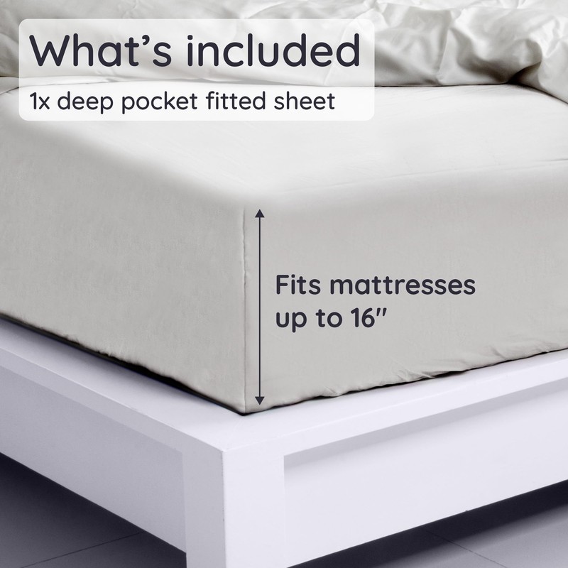 Bambaw 100% Viscose Derived from Bamboo Fitted Sheet Queen Size,