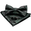 JEMYGINS Men's Paisley Pattern Bow Tie, Cuffs, Buttons, Handkerchief Set,